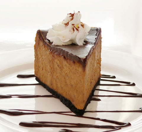 Slice of Pumpkin Chocolate Cheesecake (GF)